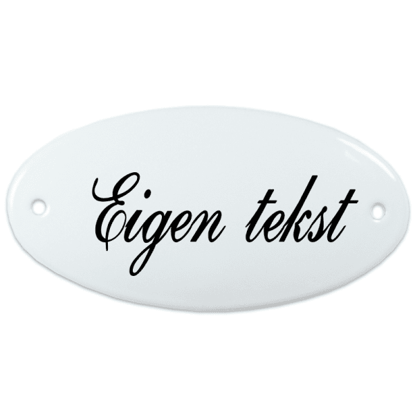 Emaille deurbord ovaal eigen tekst zonder kader