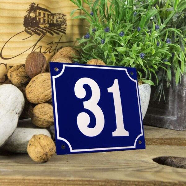 Huisnummerbord groot blauw nummer 31