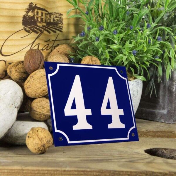 Huisnummerbord groot blauw nummer 44