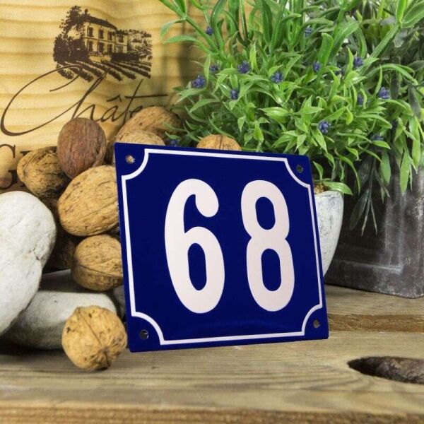 Huisnummerbord groot blauw nummer 68