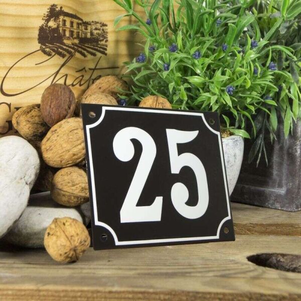 Huisnummerbord groot zwart nummer 25