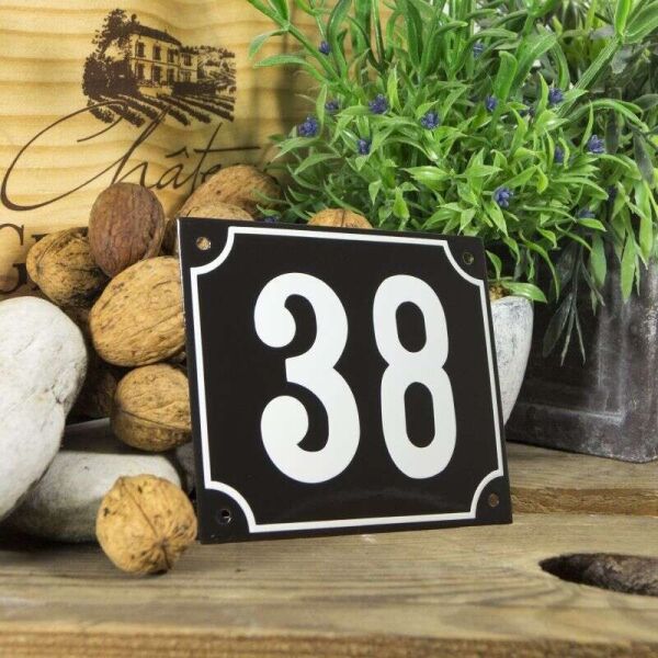Huisnummerbord groot zwart nummer 38