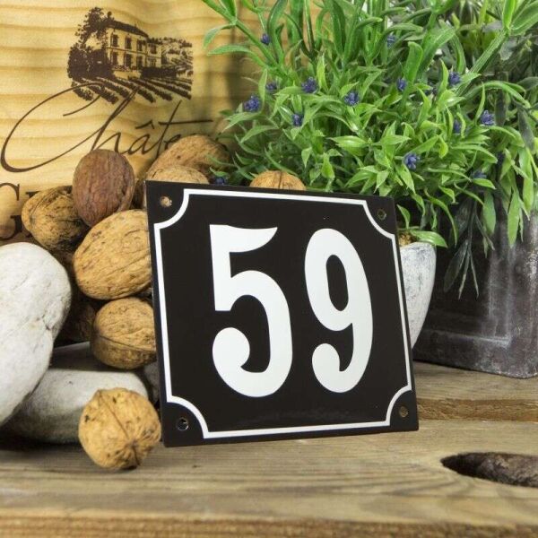 Huisnummerbord groot zwart nummer 59