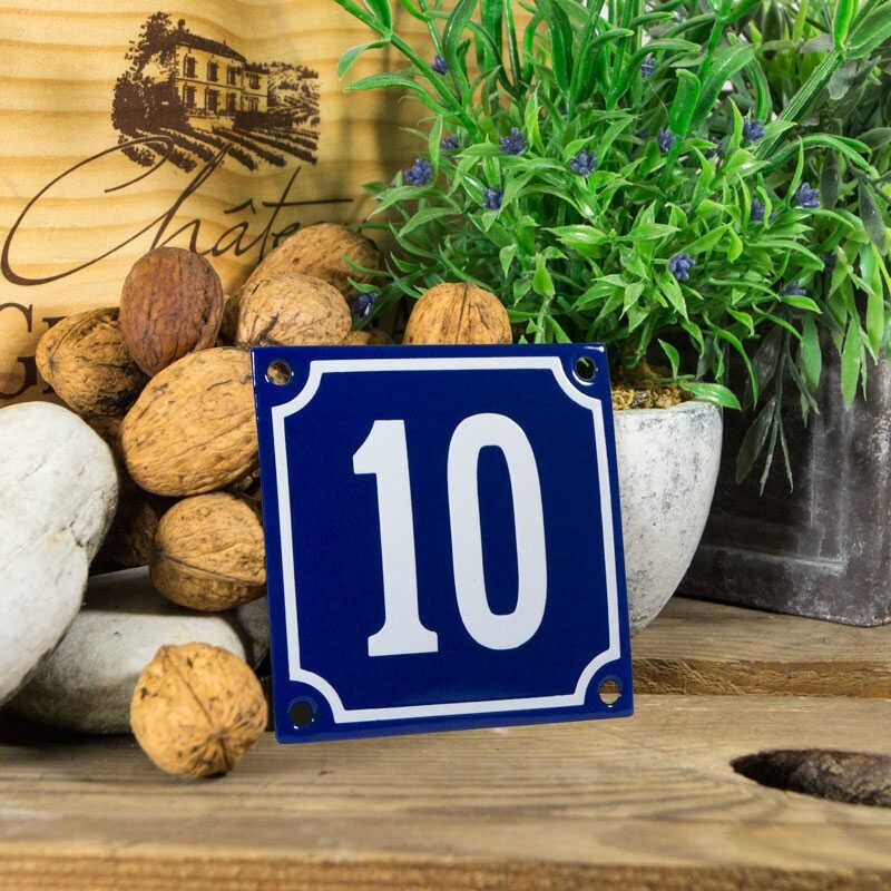 Huisnummerbord klein 'blauw' 10