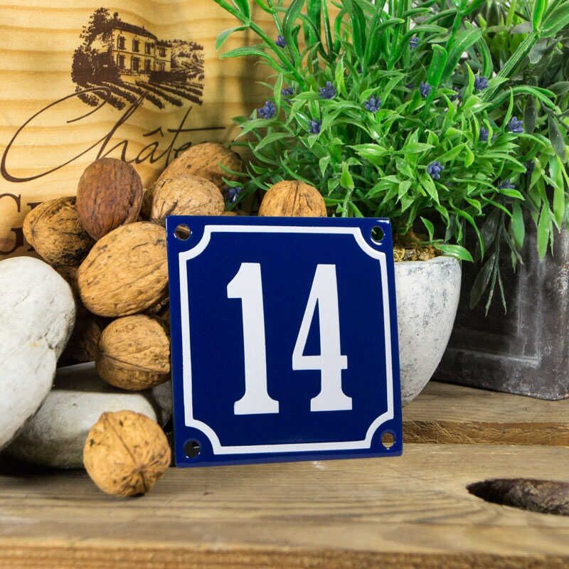 Huisnummerbord klein 'blauw' 14