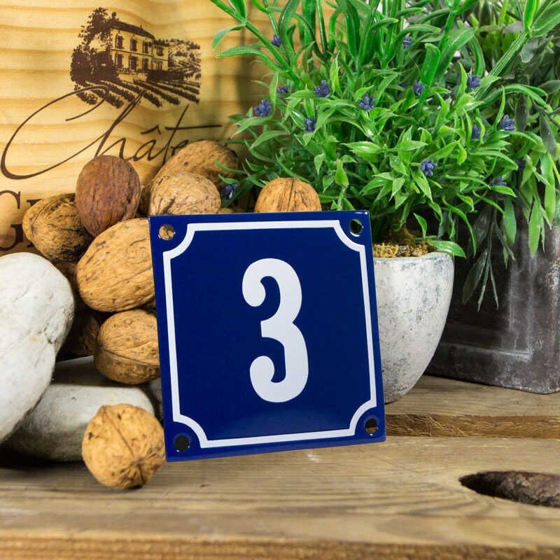 Huisnummerbord klein 'blauw' 3