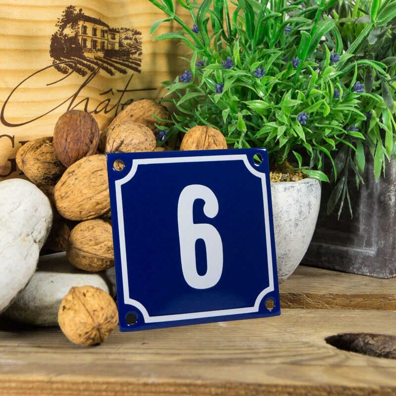 Huisnummerbord klein 'blauw' 6