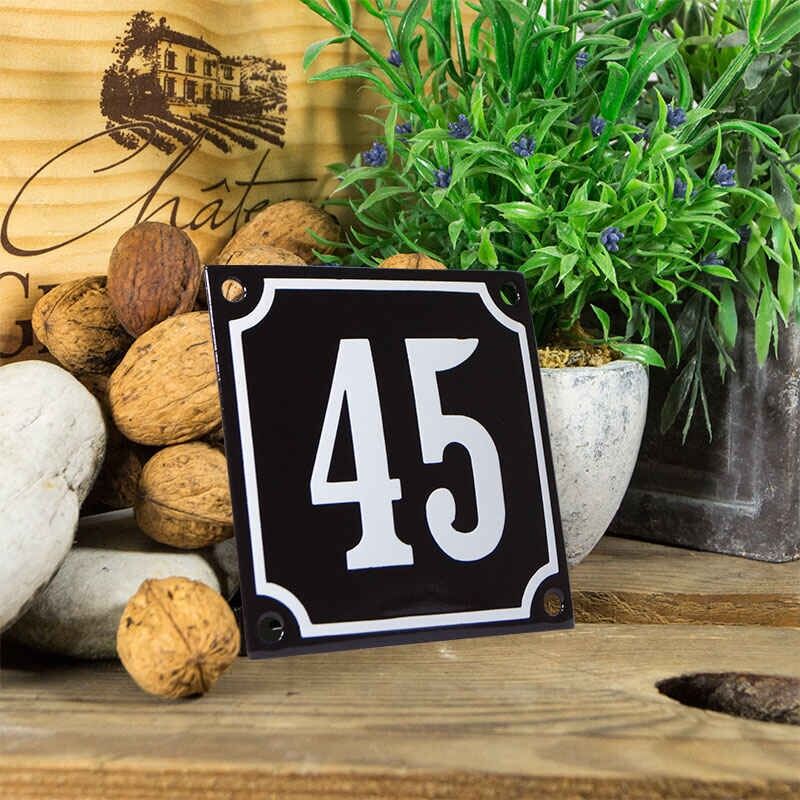 Huisnummerbord klein 'zwart' 45