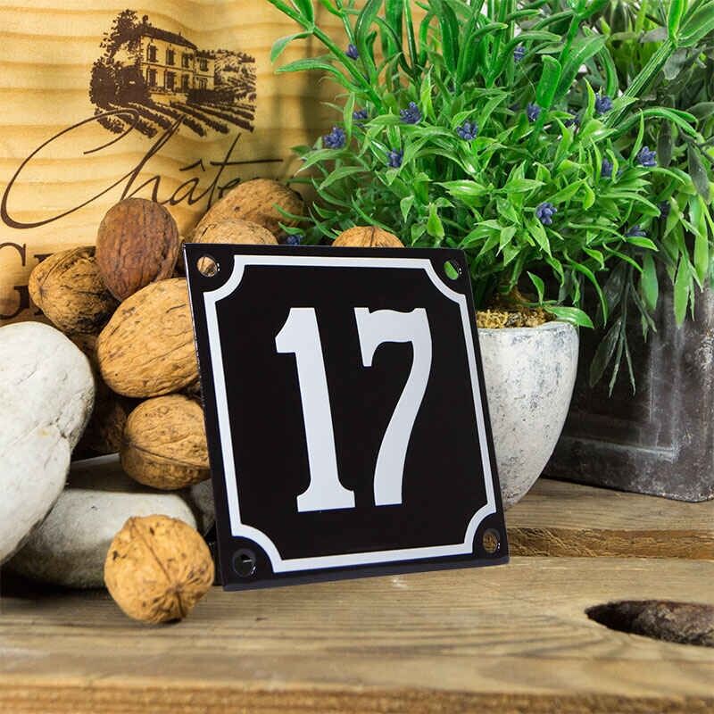 Huisnummerbord klein 'zwart' 17