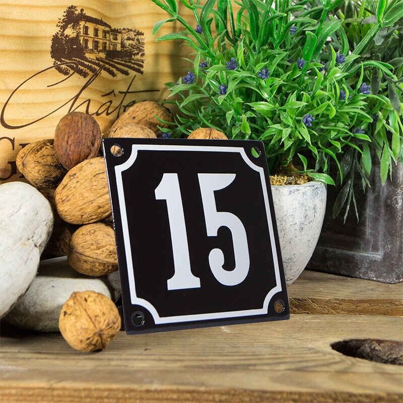 Huisnummerbord klein 'zwart' 15