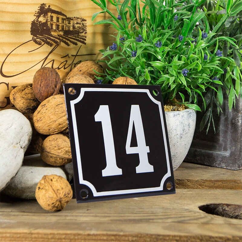 Huisnummerbord klein 'zwart' 14