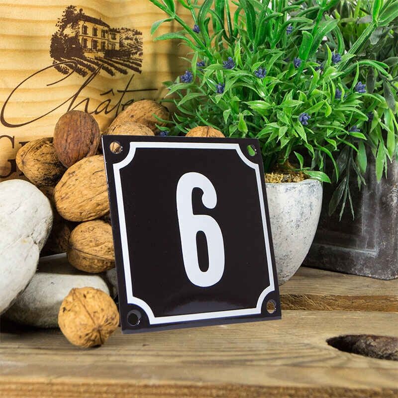 Huisnummerbord klein 'zwart' 6