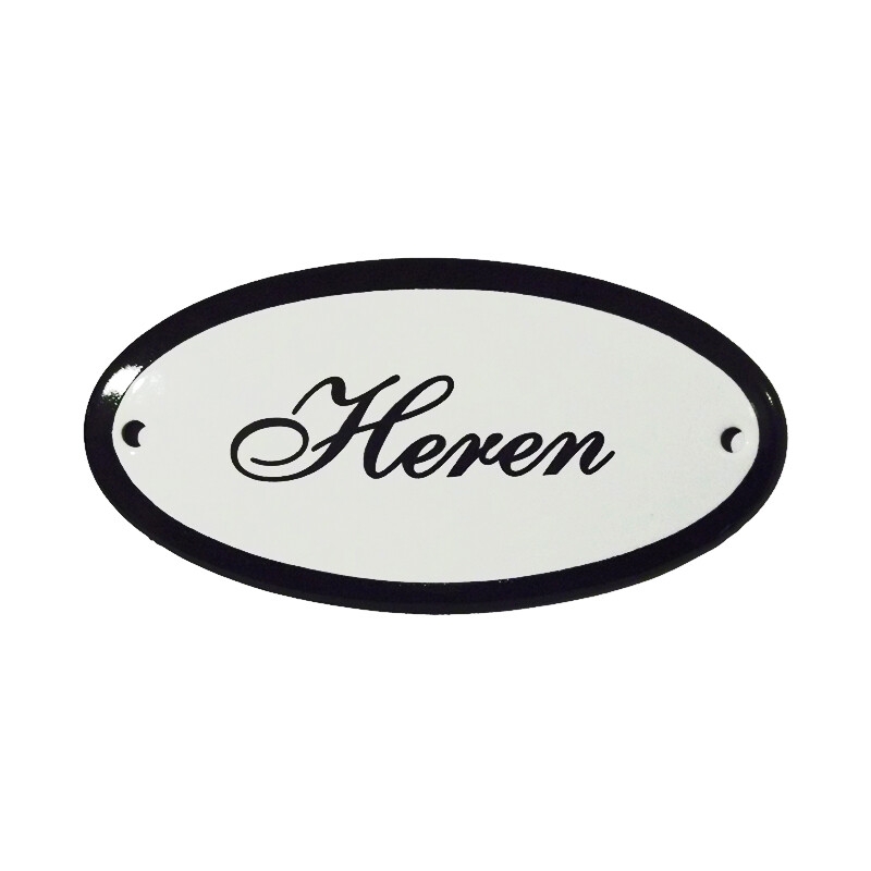 Emaille deurbordje met de tekst 'Heren'.