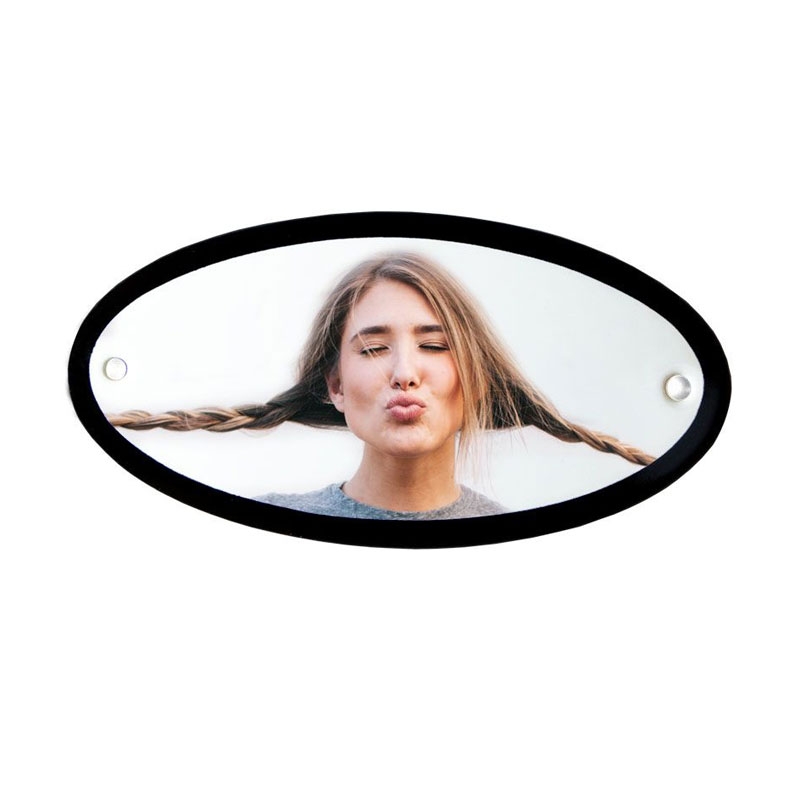 Het ovale emaille bordje met eigen foto.