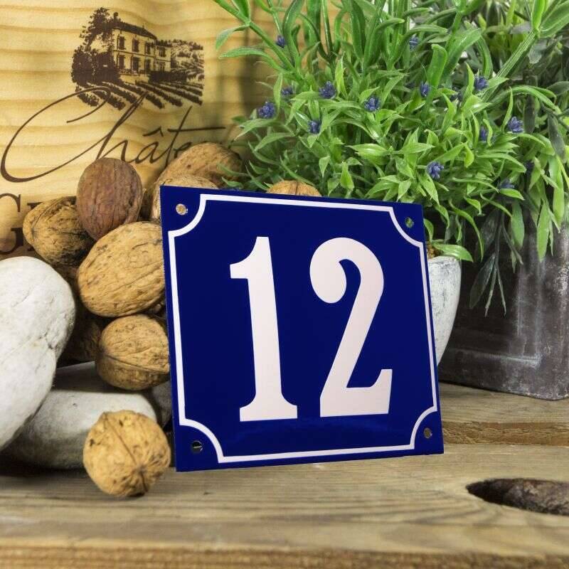Huisnummerbord groot blauw nummer 12