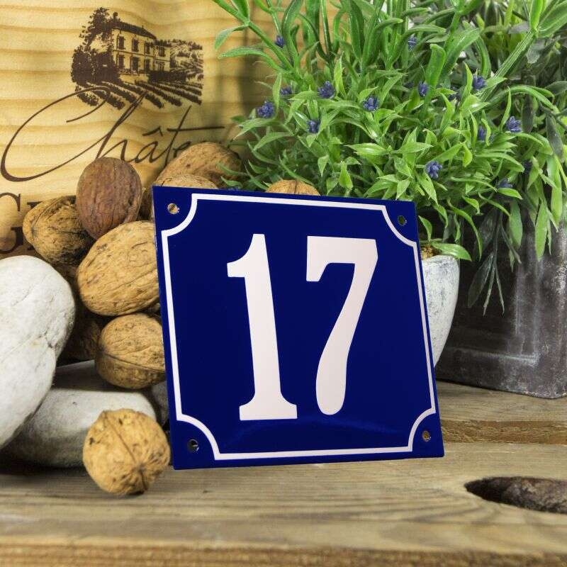 Huisnummerbord groot 'blauw' 17