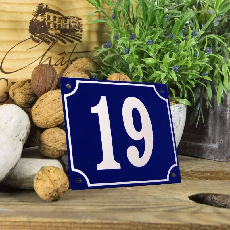 Huisnummerbord groot blauw nummer 19