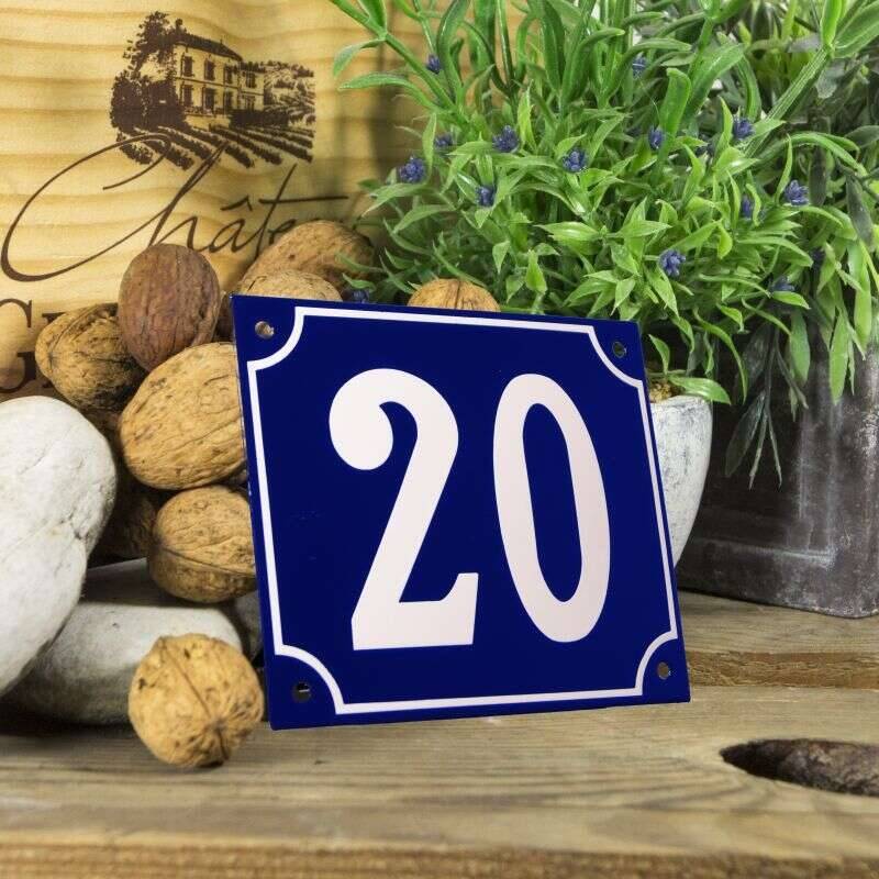 Huisnummerbord groot blauw nummer 20