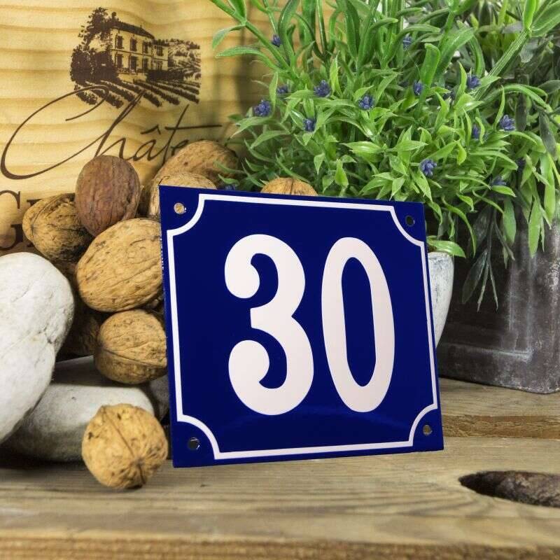 Huisnummerbord groot blauw nummer 30