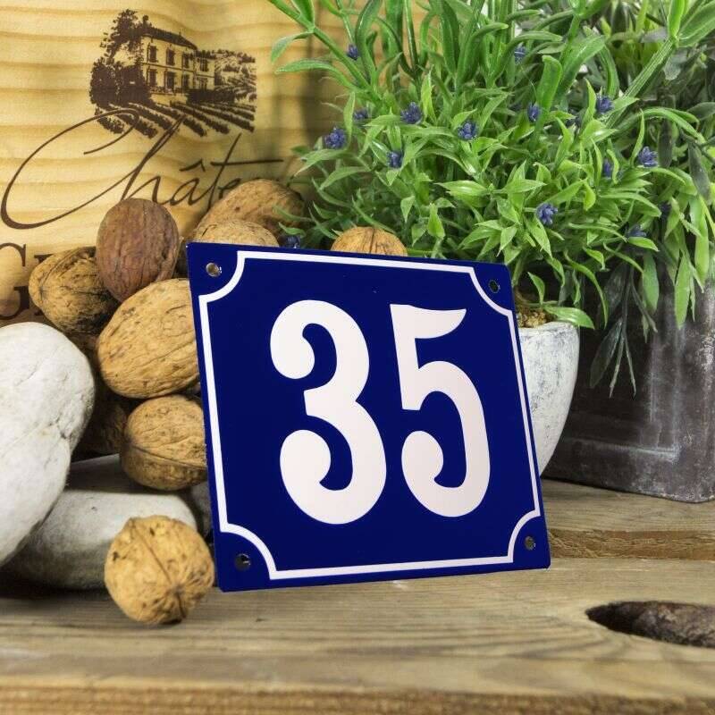 Huisnummerbord groot blauw nummer 35