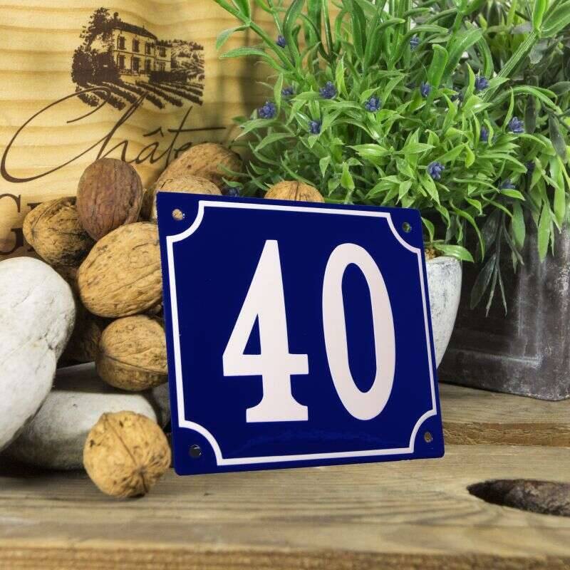 Huisnummerbord groot blauw nummer 40