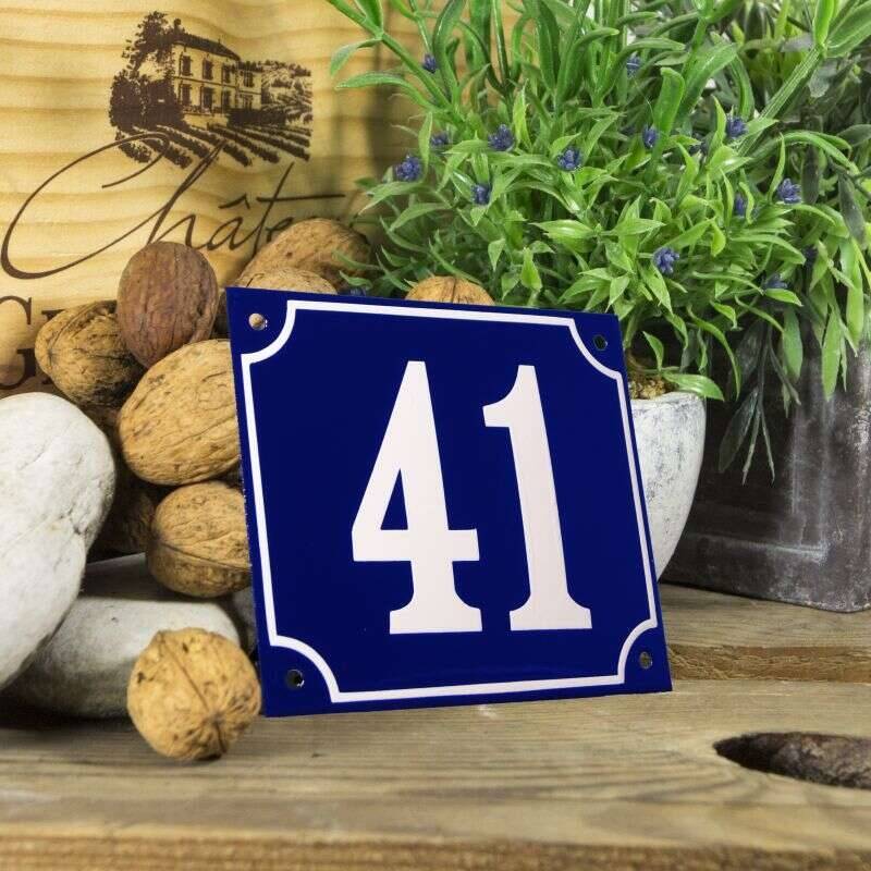 Huisnummerbord groot blauw nummer 41