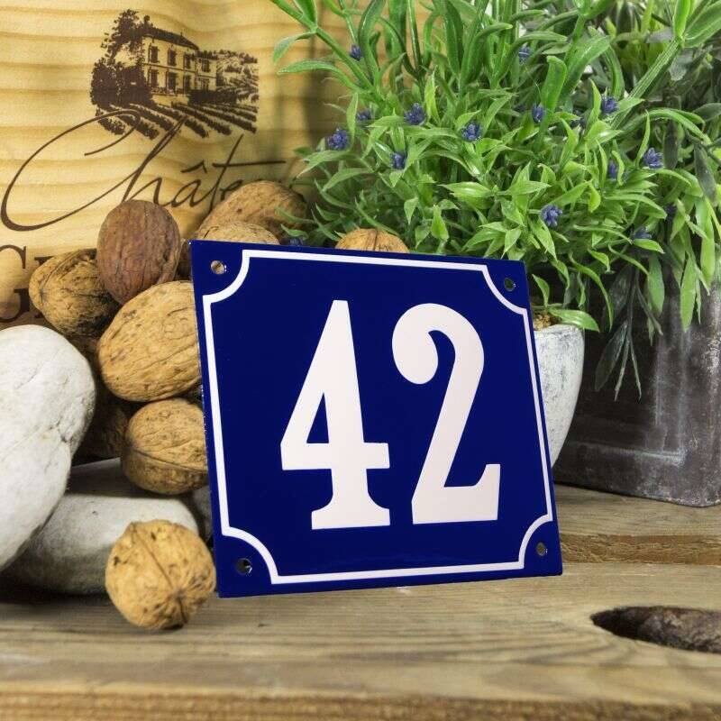 Huisnummerbord groot blauw nummer 42