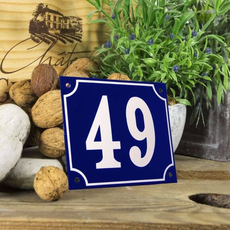 Huisnummerbord groot blauw nummer 49