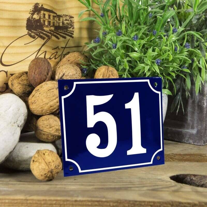 Huisnummerbord groot blauw nummer 51