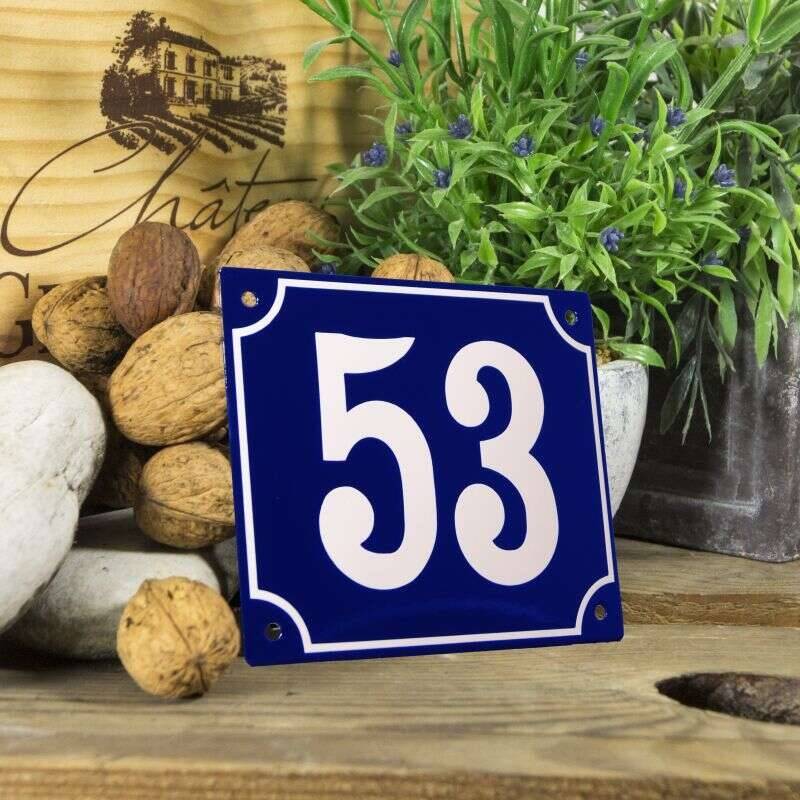 Huisnummerbord groot blauw nummer 53