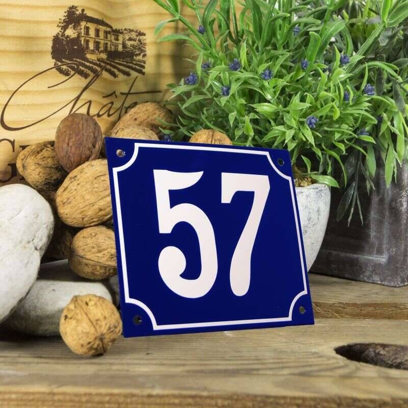 Huisnummerbord groot blauw nummer 57