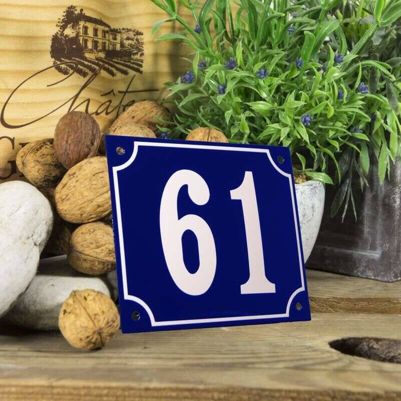Huisnummerbord groot blauw nummer 61