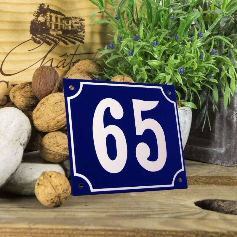 Huisnummerbord groot blauw nummer 65