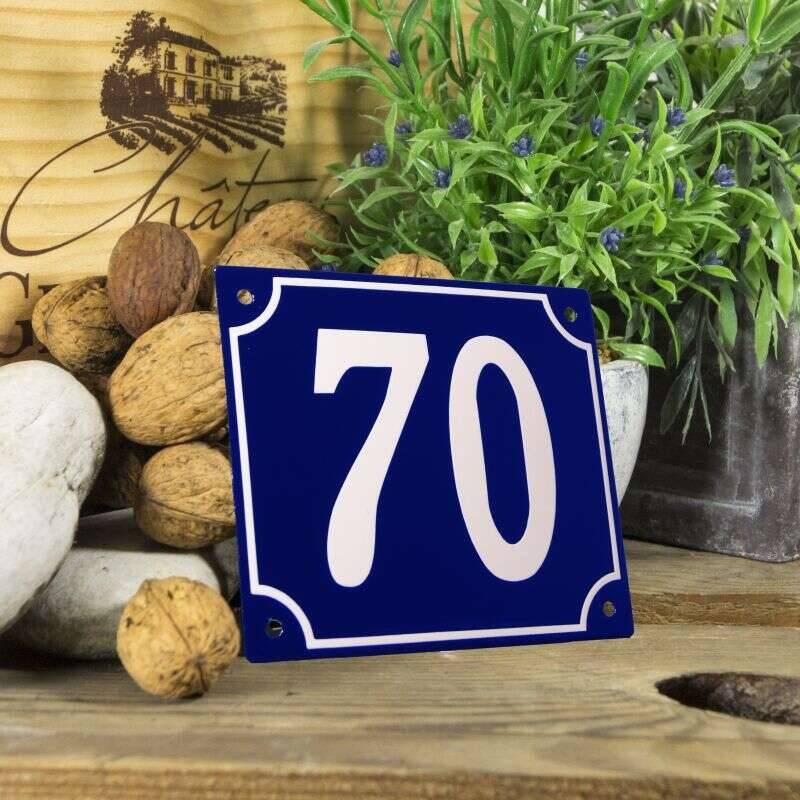 Huisnummerbord groot blauw nummer 70