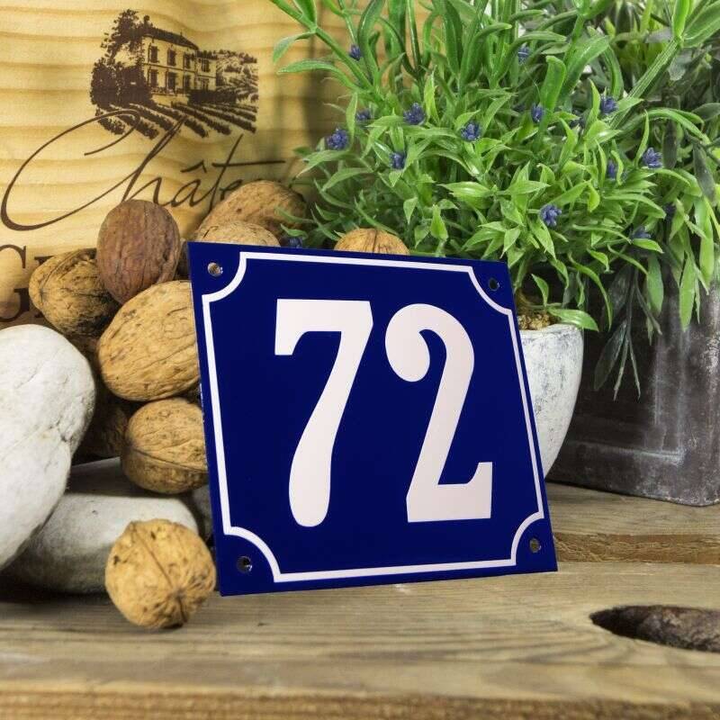 Huisnummerbord groot blauw nummer 72