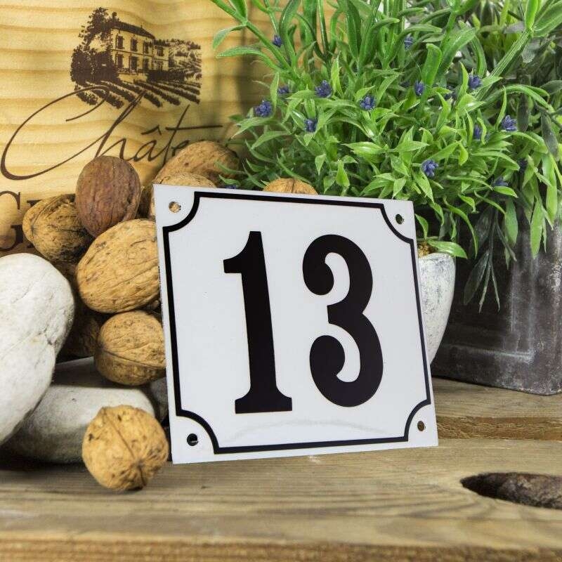 Huisnummerbord groot wit nummer 13