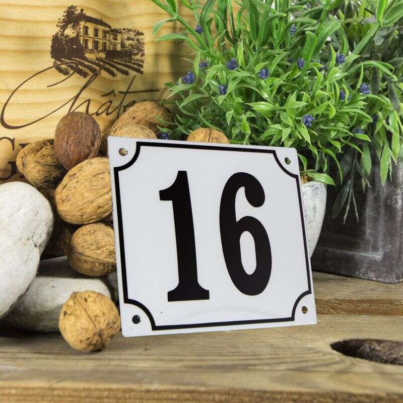 Huisnummerbord groot wit nummer 16