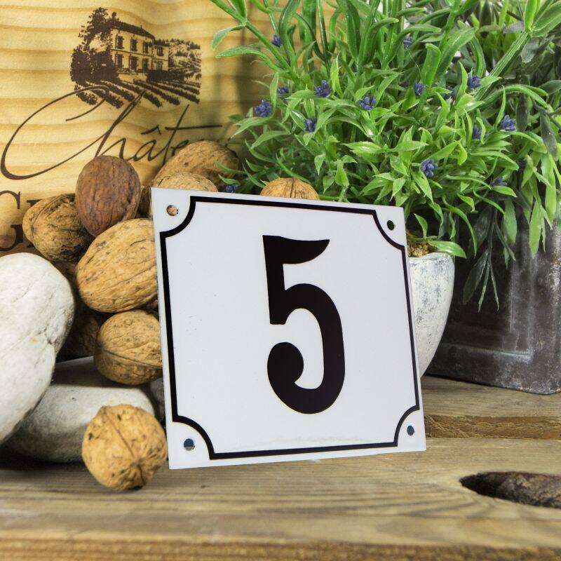 Huisnummerbord groot wit nummer 5
