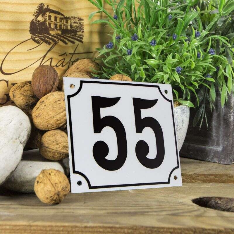 Huisnummerbord groot wit nummer 55