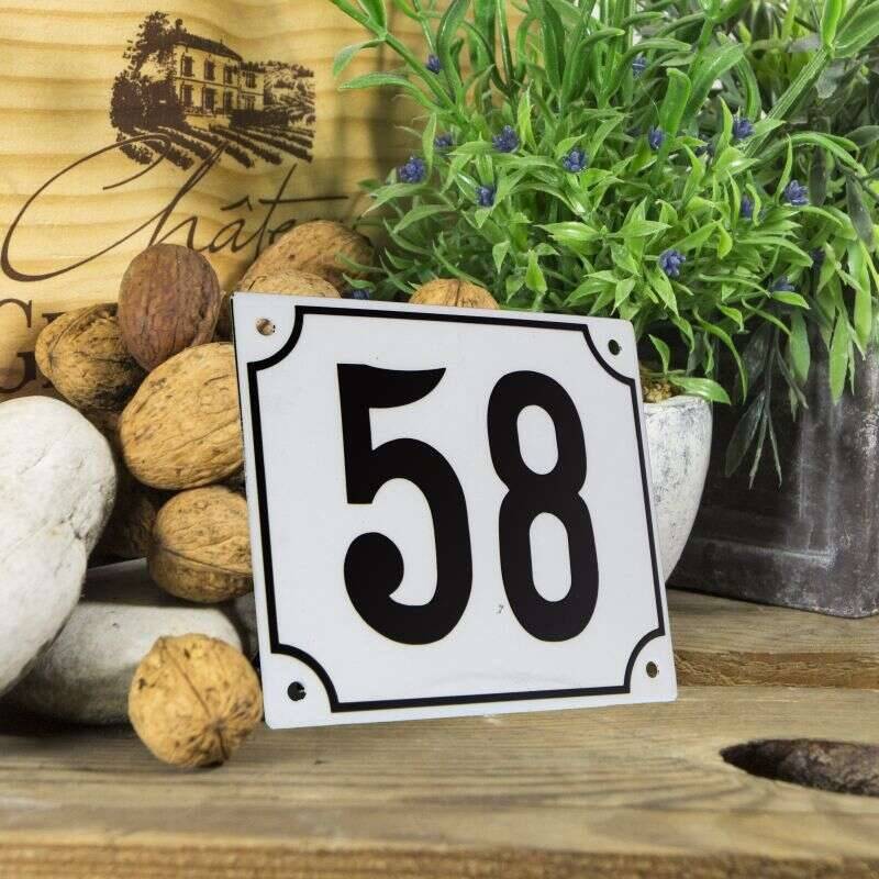 Huisnummerbord groot wit nummer 58