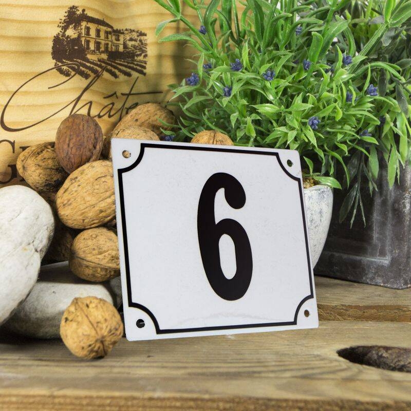 Huisnummerbord groot wit nummer 6