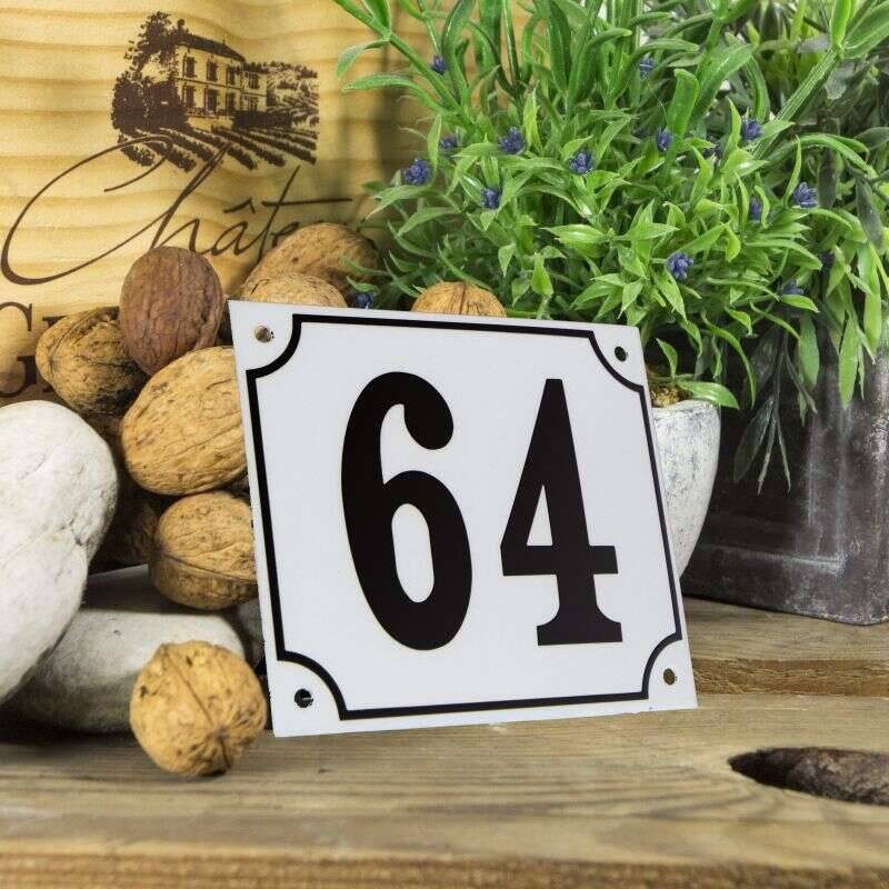 Huisnummerbord groot wit nummer 64
