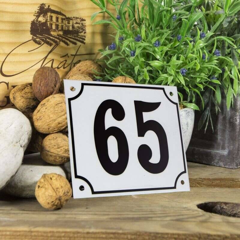 Huisnummerbord groot wit nummer 65