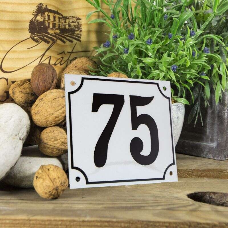 Huisnummerbord groot wit nummer 75