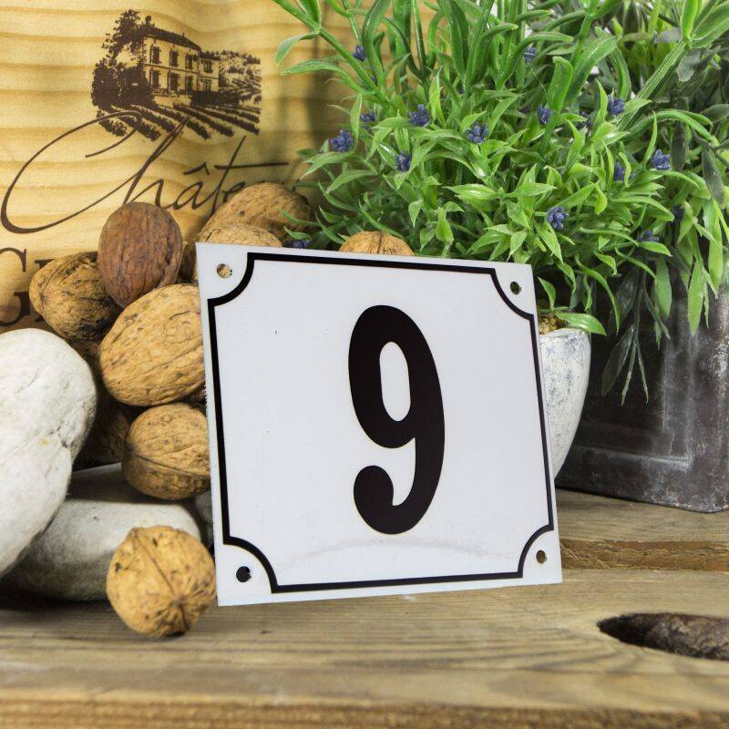 Huisnummerbord groot wit nummer 9