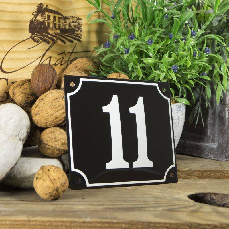 Huisnummerbord groot 'zwart' 11