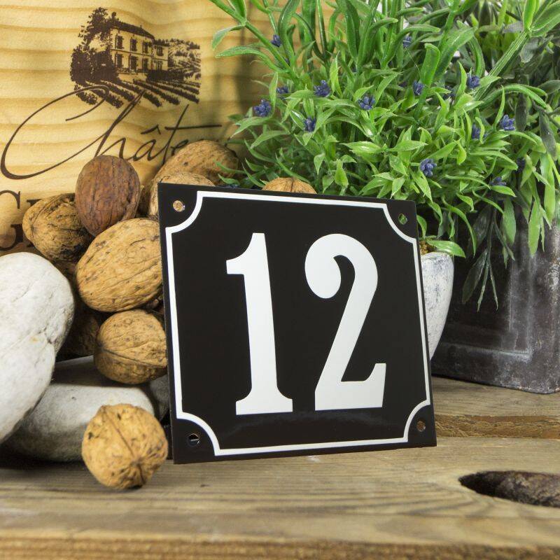 Huisnummerbord groot 'zwart' 12