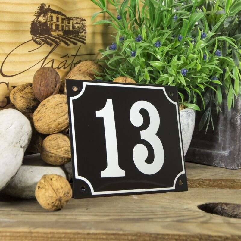 Huisnummerbord groot 'zwart' 13