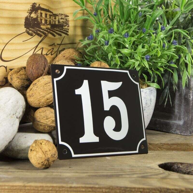 Huisnummerbord groot 'zwart' 15