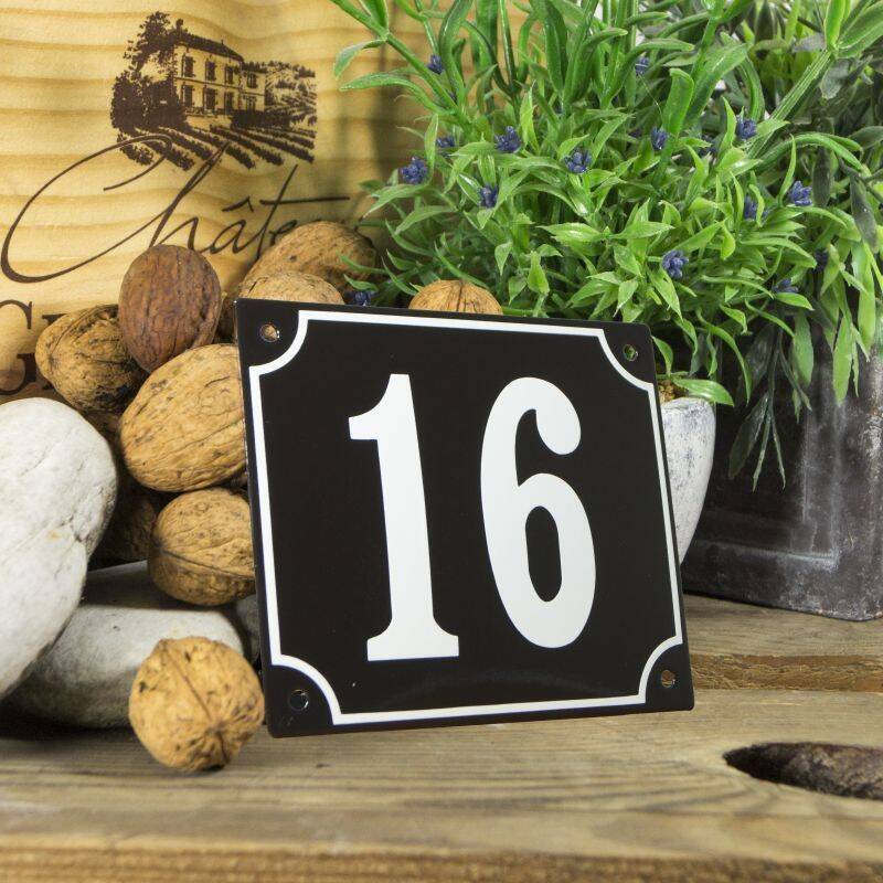 Huisnummerbord groot 'zwart' 16